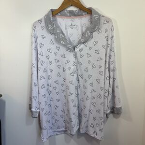 Cuddl Duds 2-Piece Classic Jersey Notch Collar Novelty Pajama Set 3XL Gray White